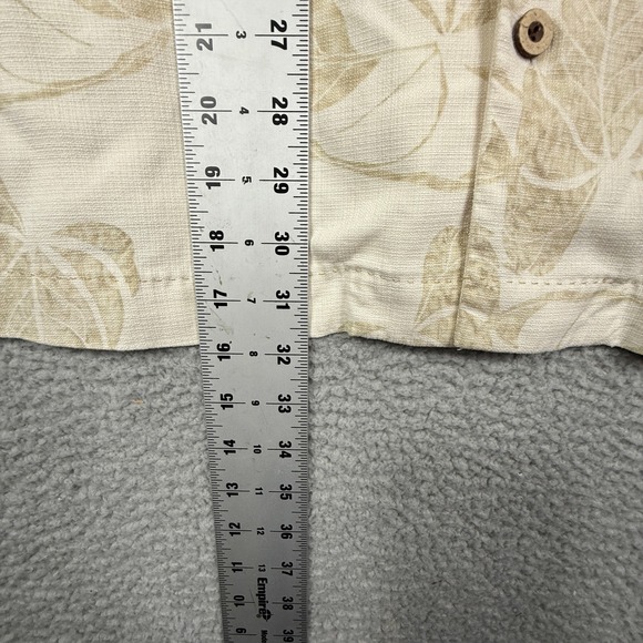 Tommy Bahama Mens Silk Island Floral Short Sleeve Button Up Shirt XL Cream Tan - Picture 8 of 10